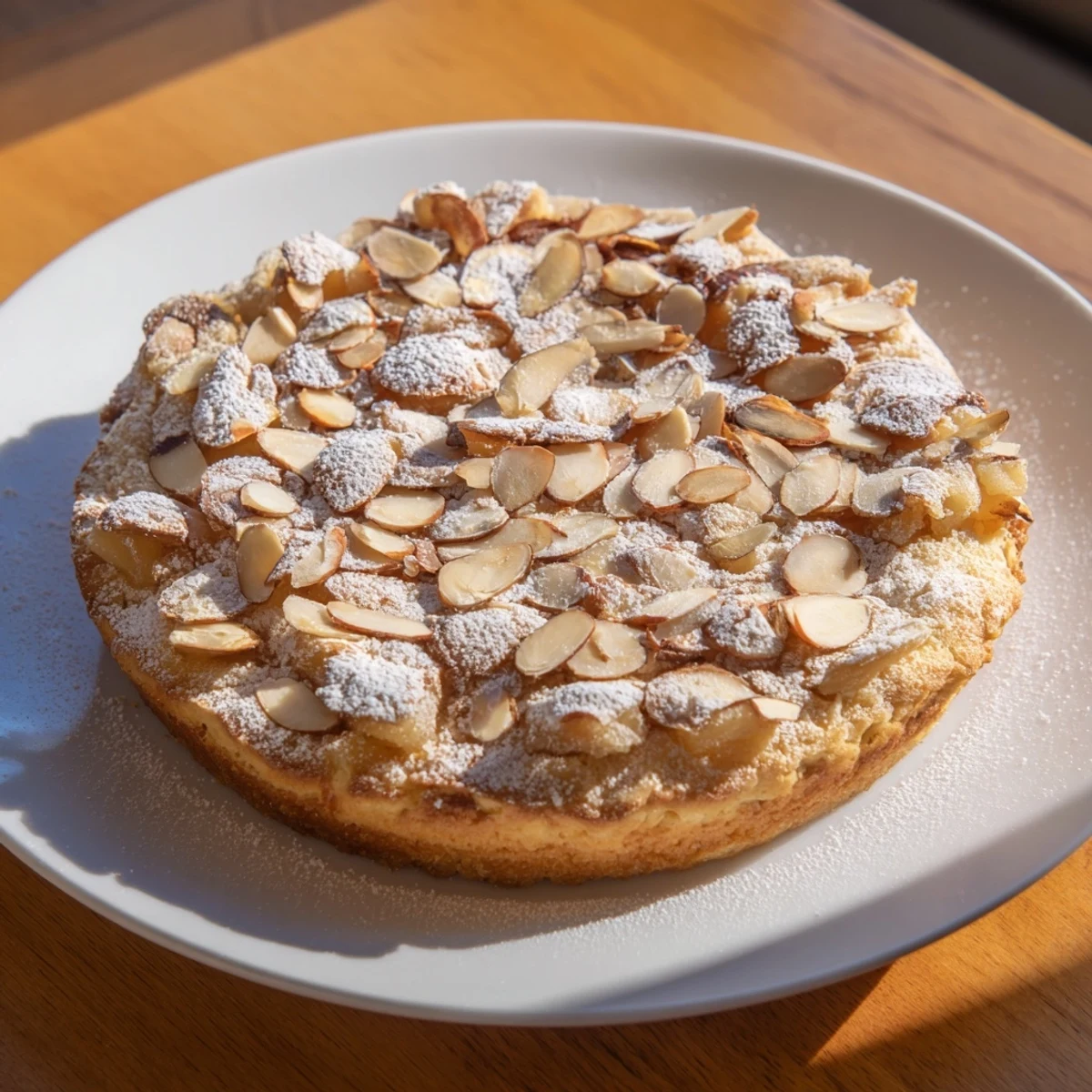 This warm plum-infused almond cake offers a delightful aroma, perfect for dessert tonight with tea.