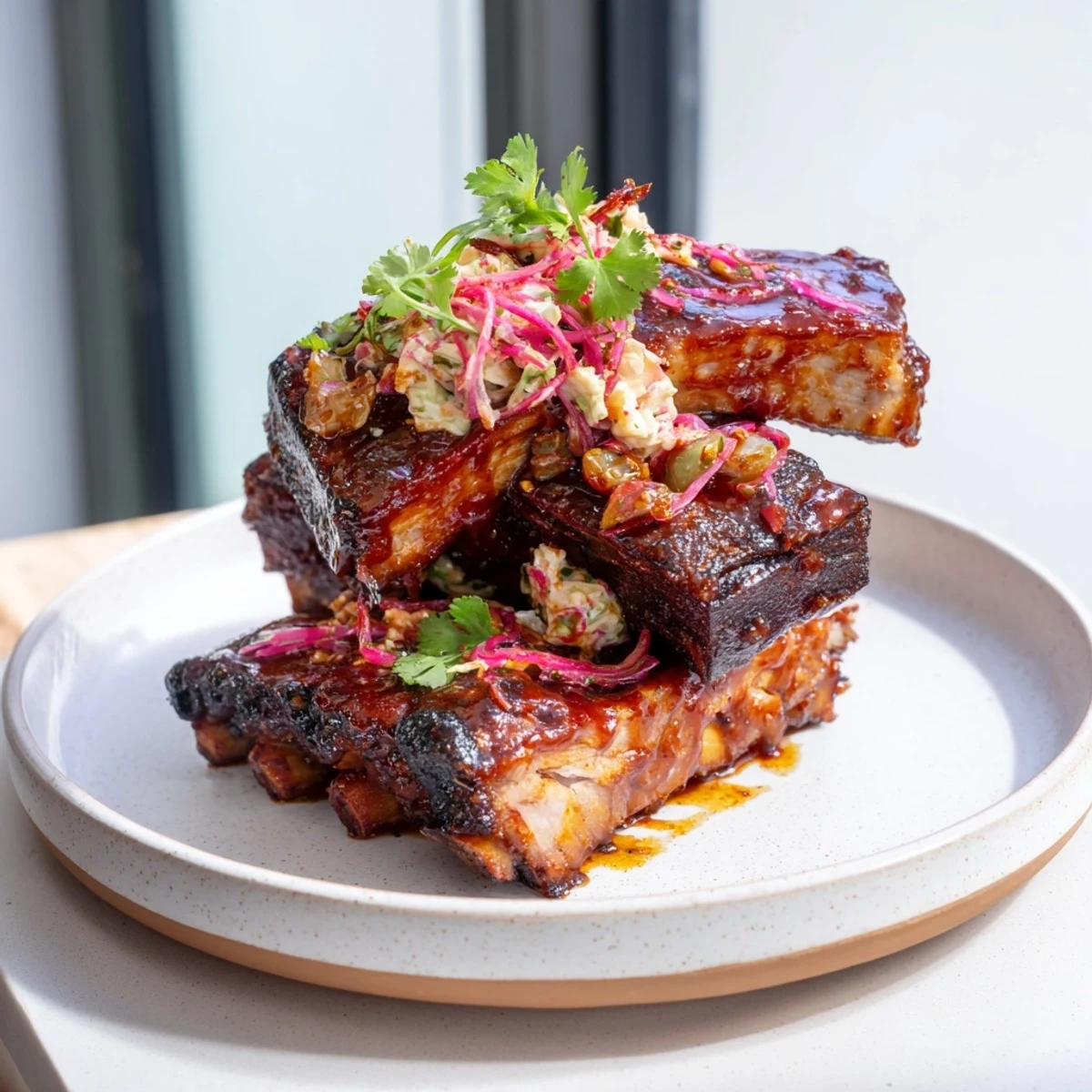 A close-up of delicious Fire-Kissed BBQ Pulled Pork Sandwiches, glistening with sauce and layered textures.