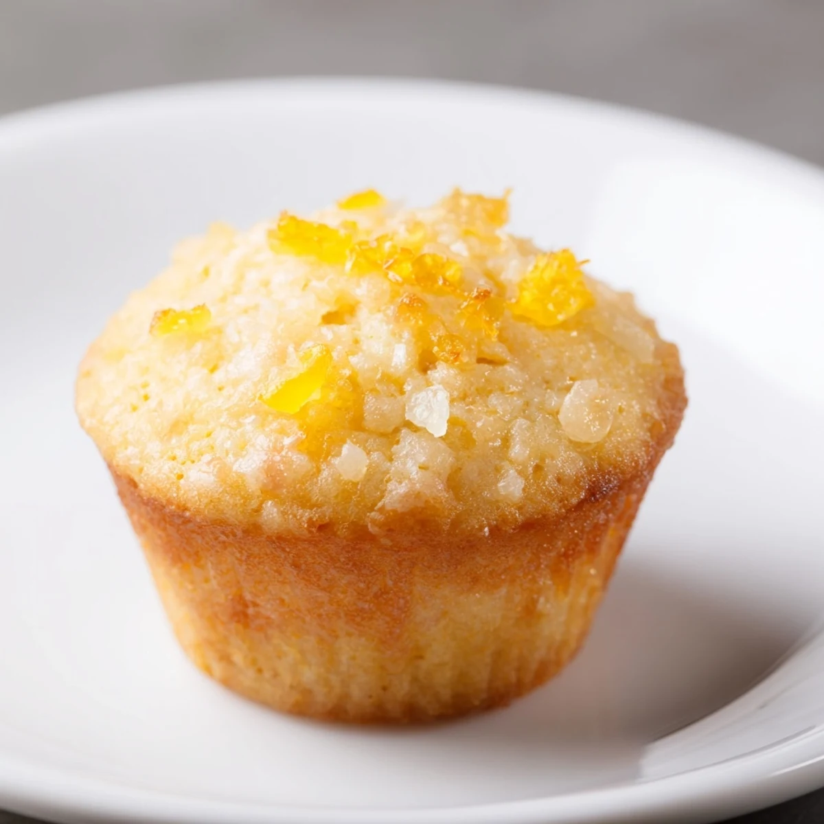 Golden-brown Simple Sweet Lemon Zest Muffins, with visible sugary tops and a bright, zesty aroma.