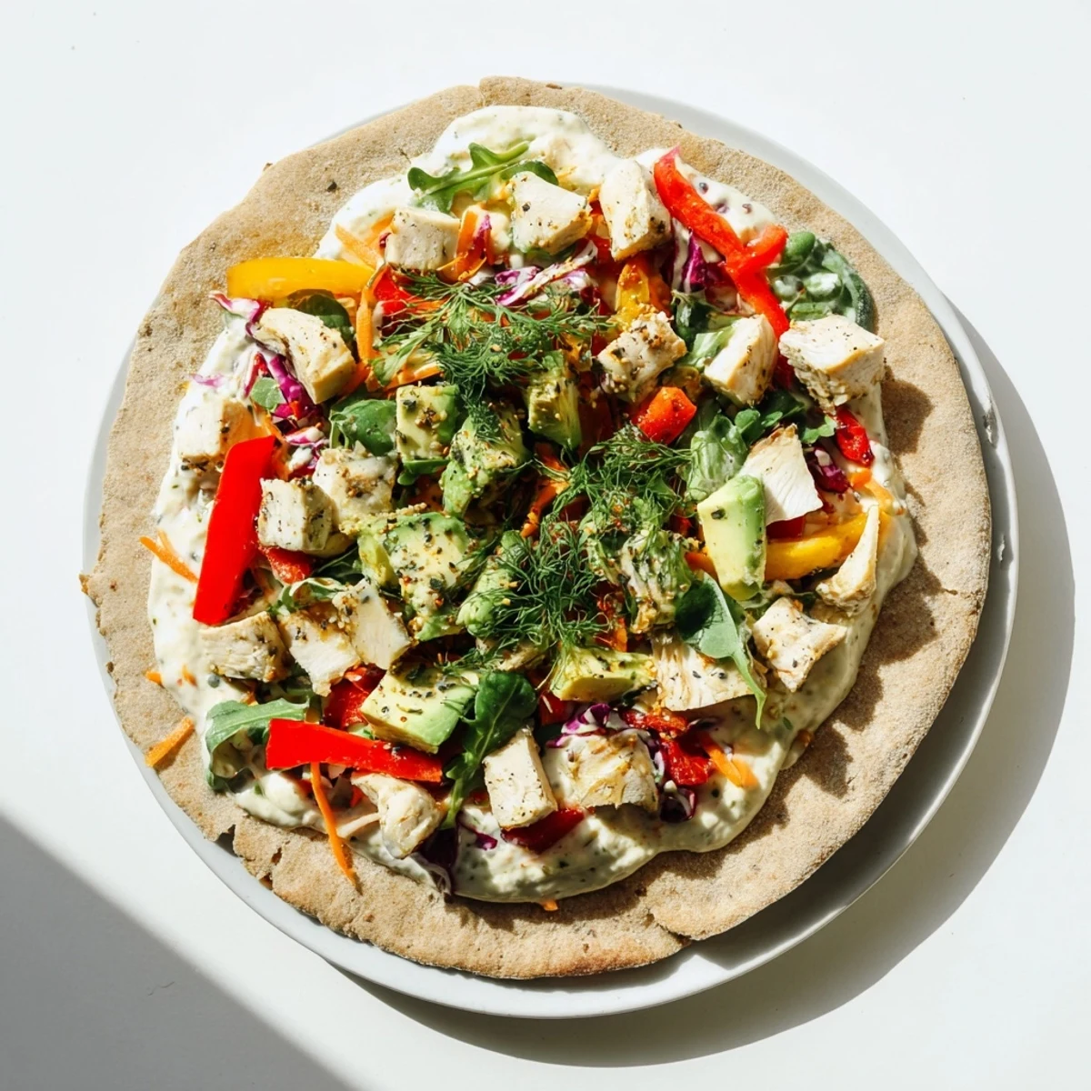 Mouthwatering Poppy-Inspired Chicken Salad Wraps with visible creamy dressing and fresh avocado, ready to eat.