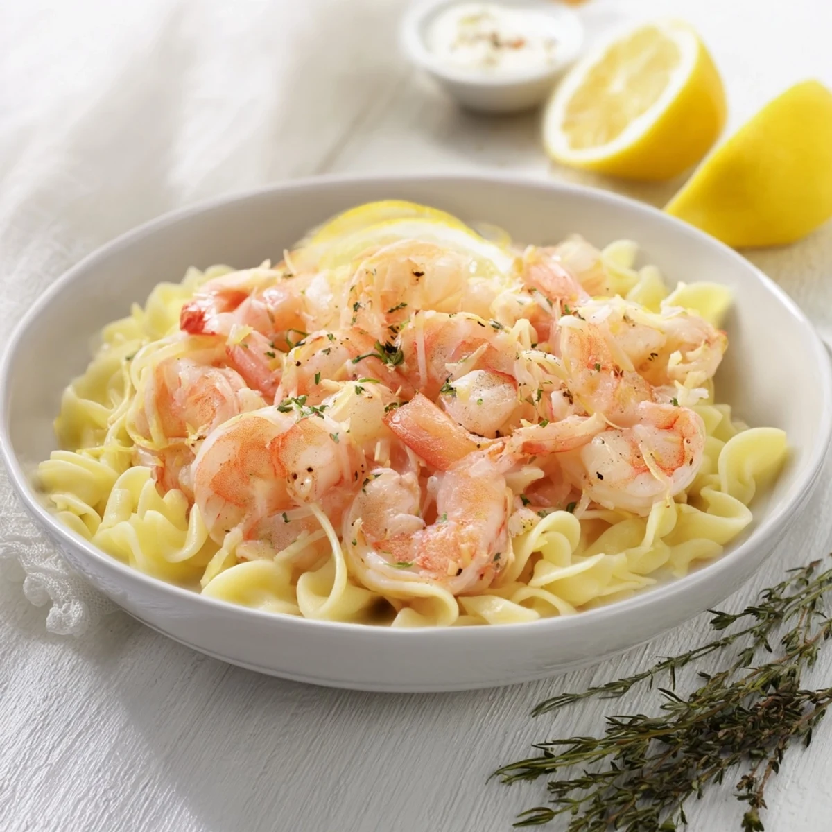 Tender shrimp in a bright lemon herb sauce, delicious Light & Bright Lemon Herb Shrimp Scampi, perfect for dinner.