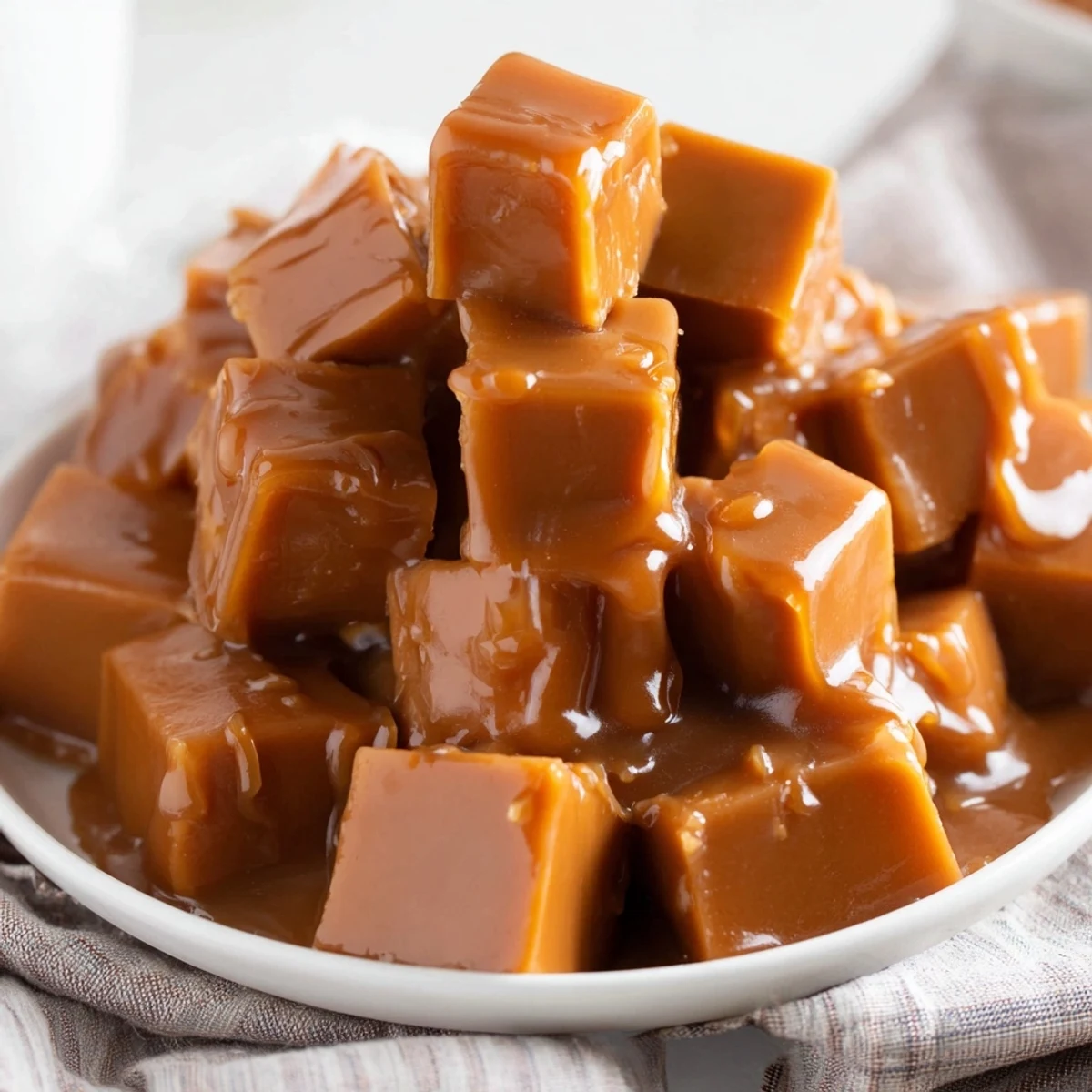 Close-up of golden Weekend Cabin-Style Sticky Toffee Pudding being sliced, with a luscious toffee drizzle.