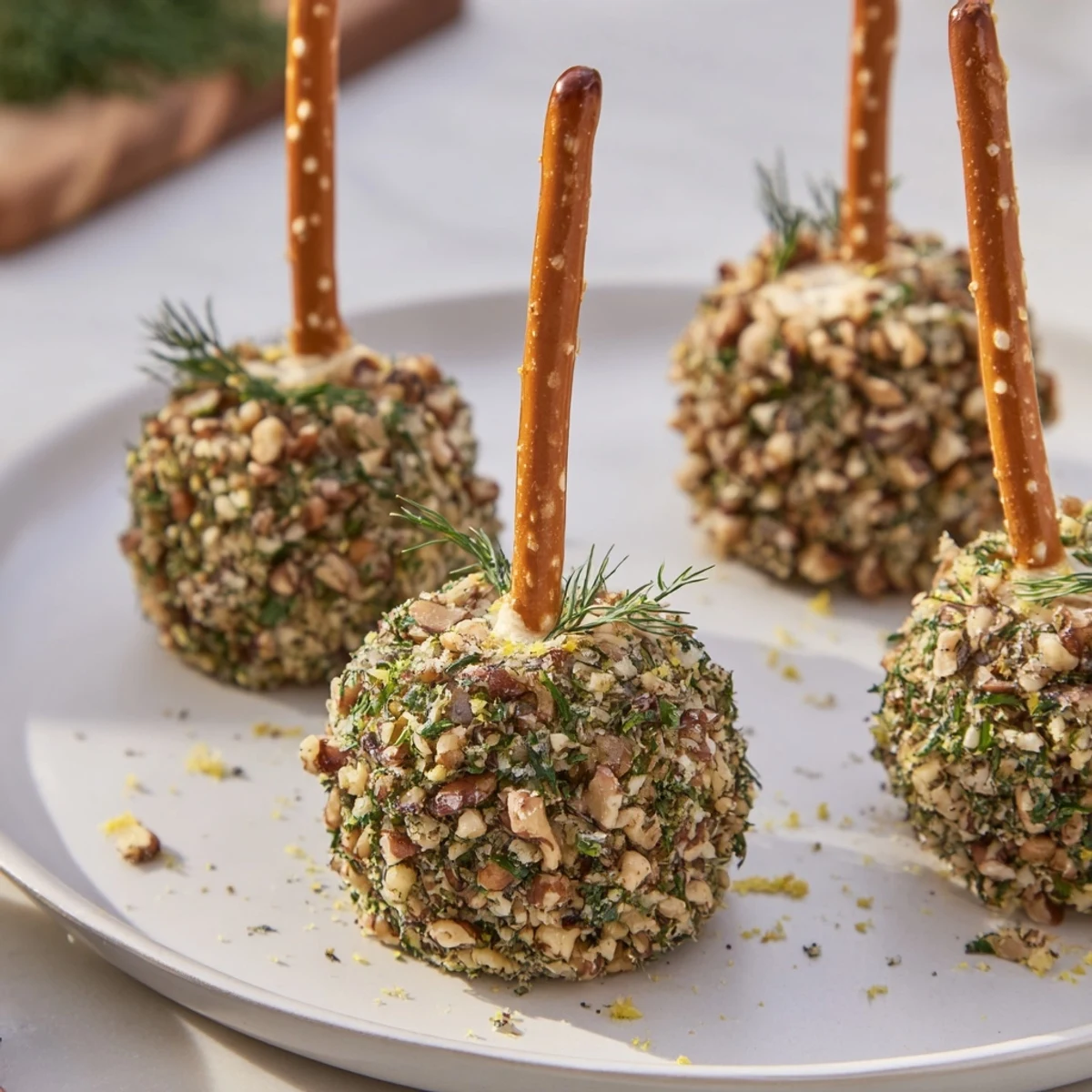 Enjoy the festive presentation of bite-sized Champagne Cork Cheese Balls, ready to be served chilled.