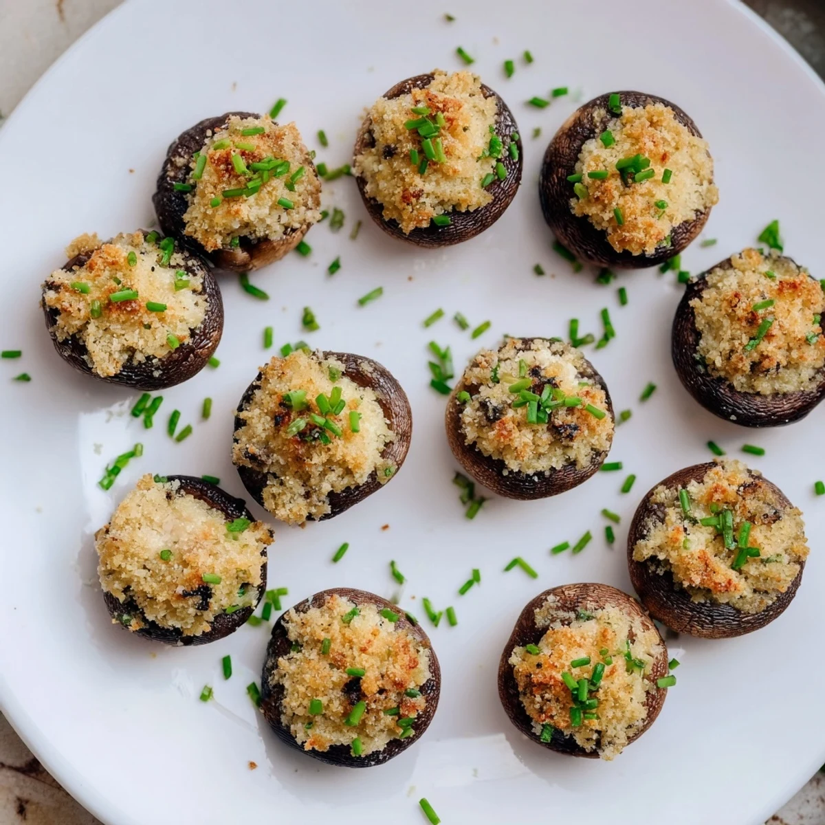 Beautifully baked Stuffed Mushroom Caps with savory herb filling, ready to serve warm.