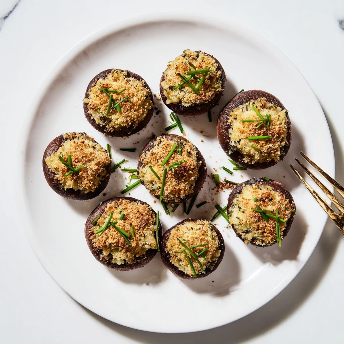Appetizing closeup of Stuffed Mushroom Caps, offering a delicious vegetarian appetizer experience.