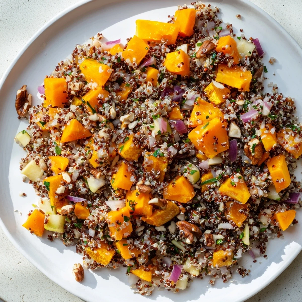 Vibrant Fall Harvest Apple and Chickpea Salad bursting with crisp apples, ready to enjoy.