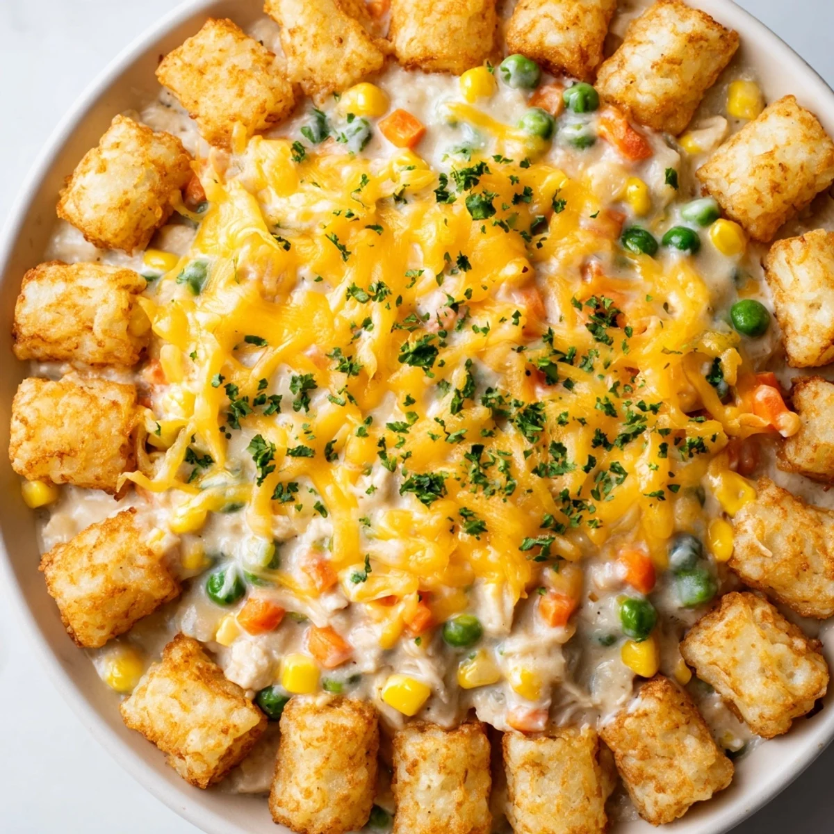 Golden, crispy tater tots crown the savory layers of this comforting Crispy Tater Tot Casserole.