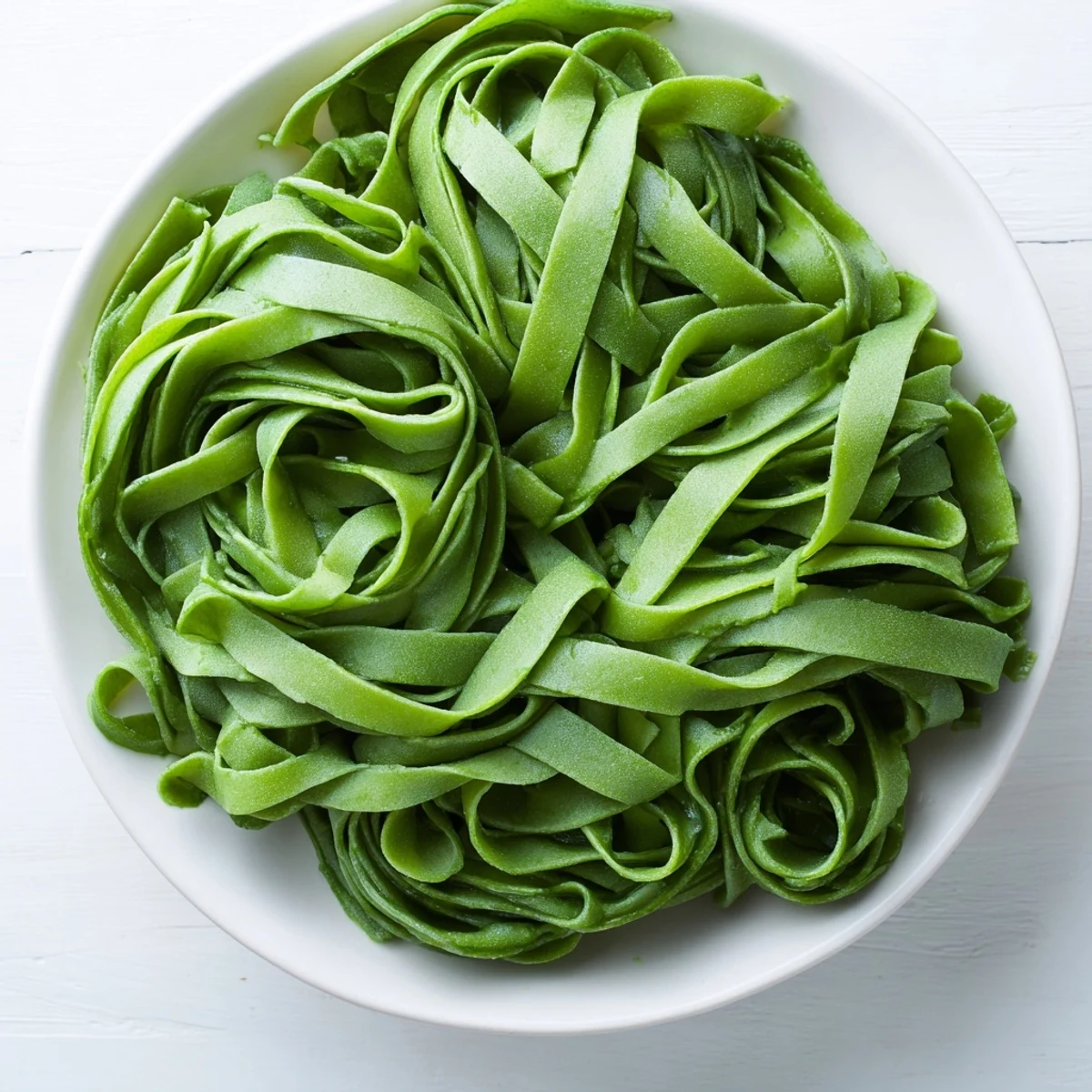 Homemade spinach pasta dough wrapped in plastic, resting before being rolled into sheets.