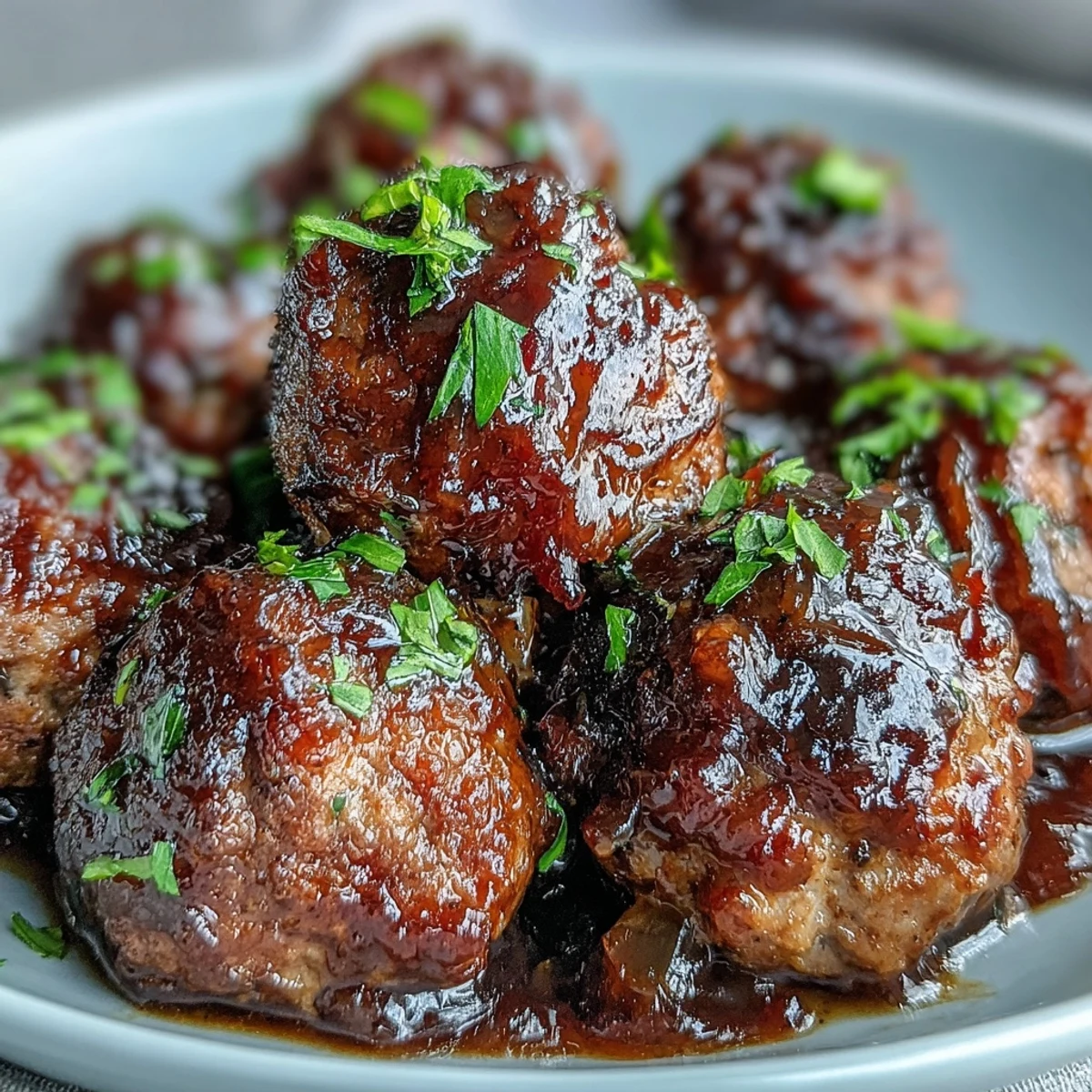 Platter of sticky Slow Cooker Peach Glazed Meatballs served over fluffy white rice for a hearty American dinner.