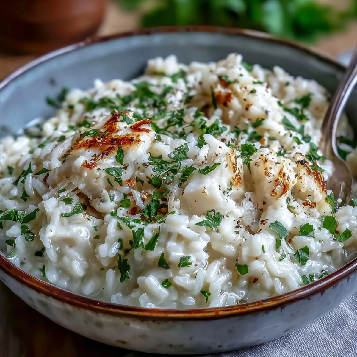 A warm bowl of smoked haddock risotto beside a glass of crisp white wine, perfect for a cozy dinner.