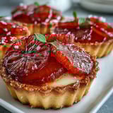 Vibrant Blood Orange Tarts feature crisp pastry and tangy citrus topped with honey glaze.