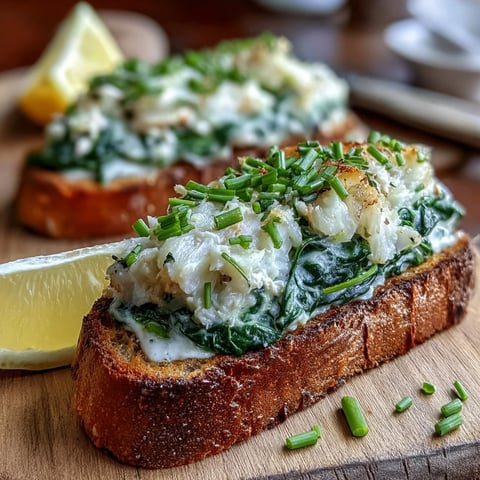 Flaky smoked haddock and wilted spinach piled high on crisp, golden rye toasts with a lemon wedge.  