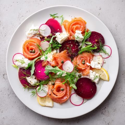 Elegant serving of Winter Harvest Smoked Salmon Board, featuring smoked salmon and creamy dips, ready to serve.