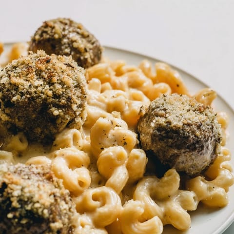 Mac Cheese Meatball Bake