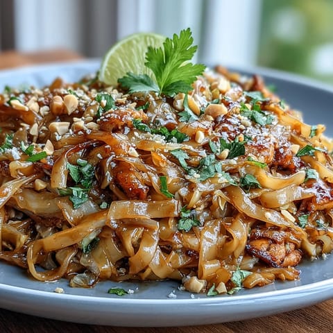 Colorful Cabbage Pad Thai with shredded cabbage, crisp veggies, and savory-sweet sauce, topped with peanuts and lime for a fresh, low-carb meal.