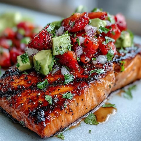 Grilled Salmon with Strawberry Avocado