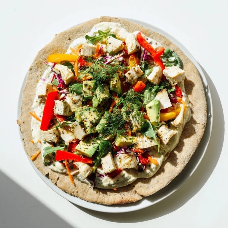 Mouthwatering Poppy-Inspired Chicken Salad Wraps with visible creamy dressing and fresh avocado, ready to eat.