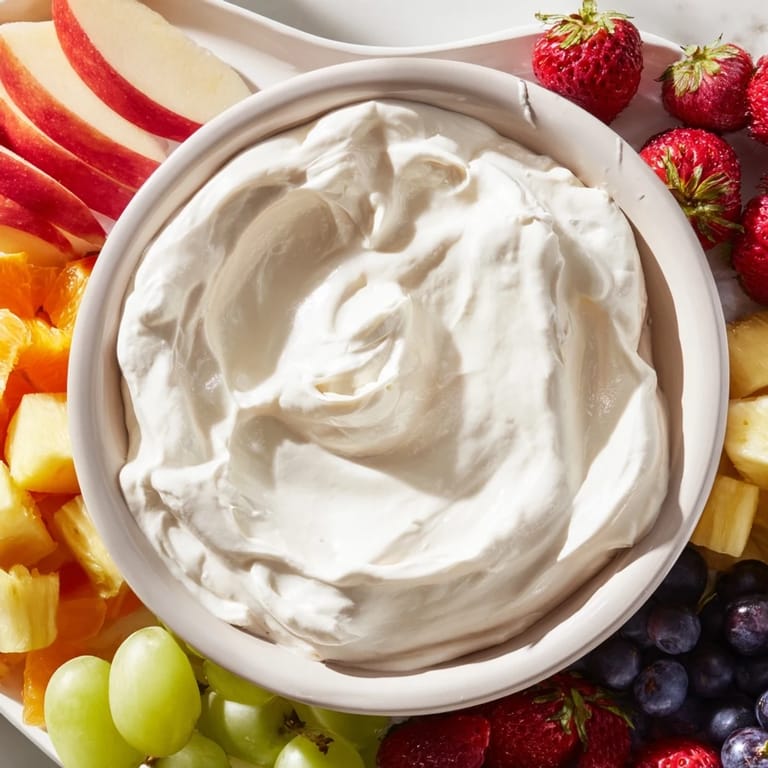 This delicious cream cheese fruit dip, smooth and sweet, served for a refreshing snack.