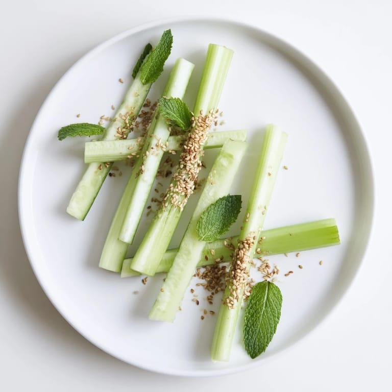 Thinly sliced cucumber and celery elegantly compose The Bamboo Zen, ready to dip in soy sauce.