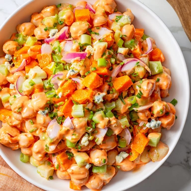 A refreshing bowl of buffalo chicken bean salad, perfect for a quick, flavorful lunch.