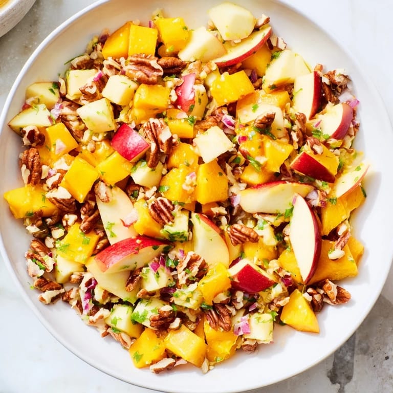 A close-up of the delicious Fall Harvest Apple and Chickpea Salad, showcasing colorful ingredients.