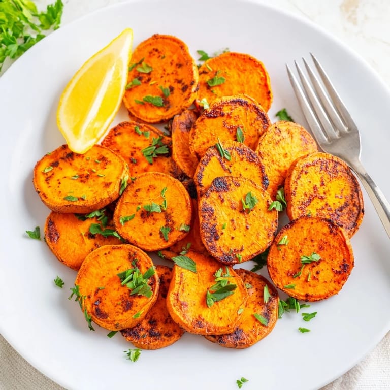 Freshly baked Cajun roasted sweet potatoes, vegan and gluten-free, seasoned to perfection for that side.