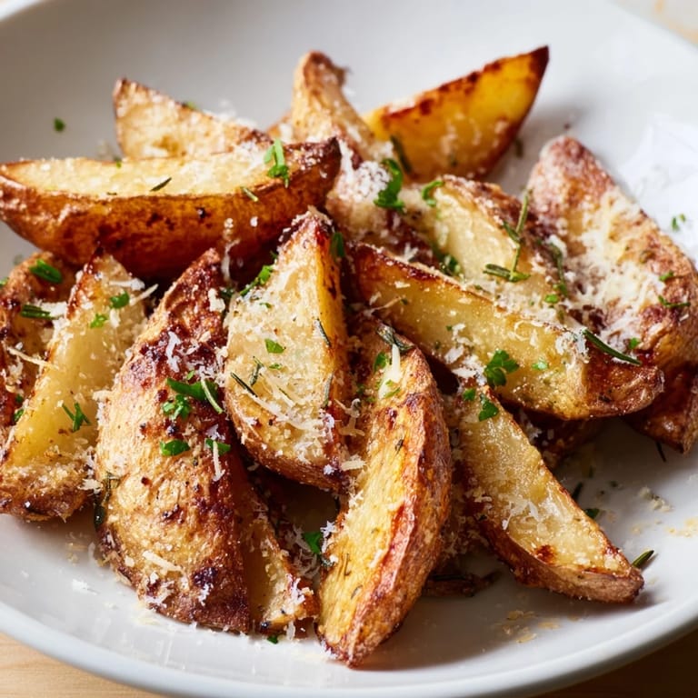 Oven-baked Rosemary Parmesan Potato Wedges: fragrant rosemary and melted Parmesan give these a delicious flavor.