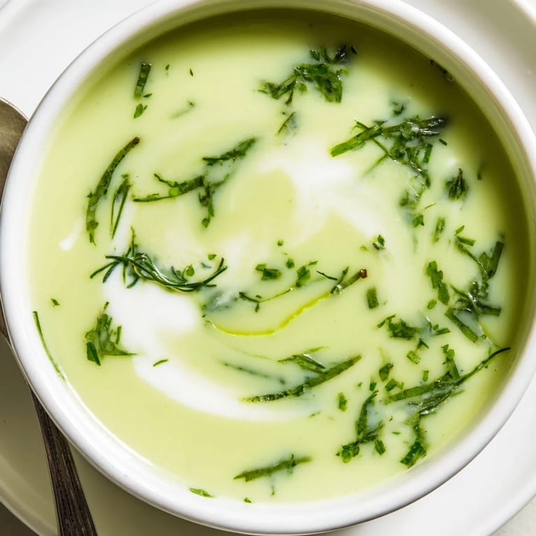 A bowl of golden Parsnip and Herb Soup garnished with fresh herbs and a swirl of cream, paired with crusty bread.