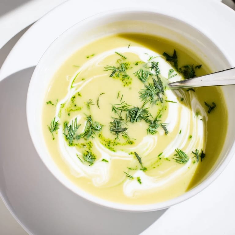 Warm Parsnip and Herb Soup with roasted parsnips and herbs, served steaming in a white ceramic bowl on a wooden table.