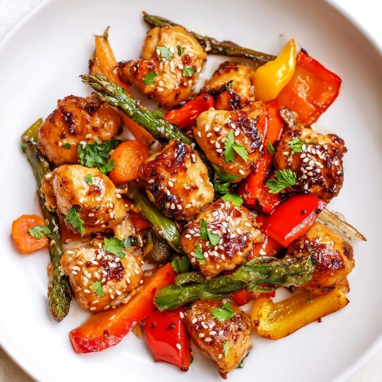 A close-up shows tender chicken and crisp veggies coated in a savory glaze, ready for a busy weeknight dinner.