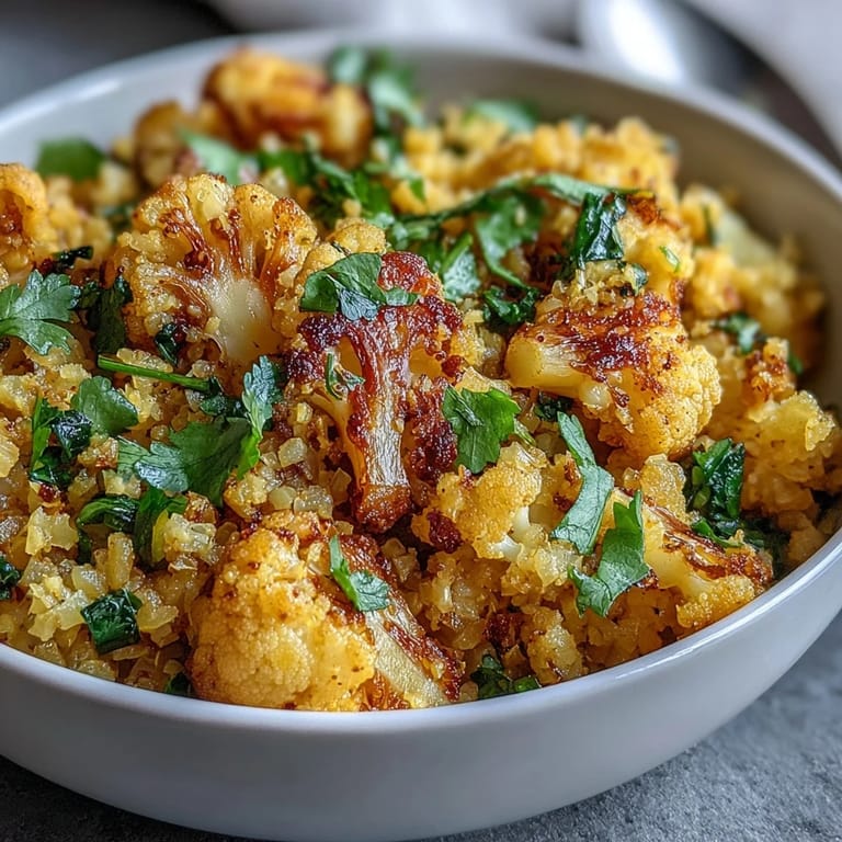 Bright, flavorful turmeric cauliflower rice, a delicious low-carb alternative to grains.