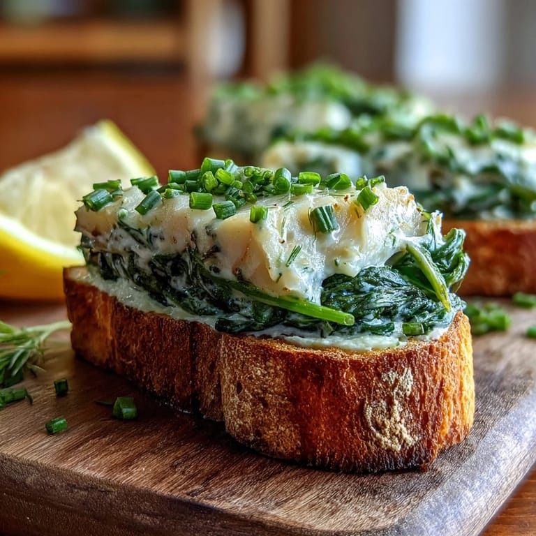 Savory smoked haddock breakfast toasts with tender spinach and hearty rye bread, finished with lemon.