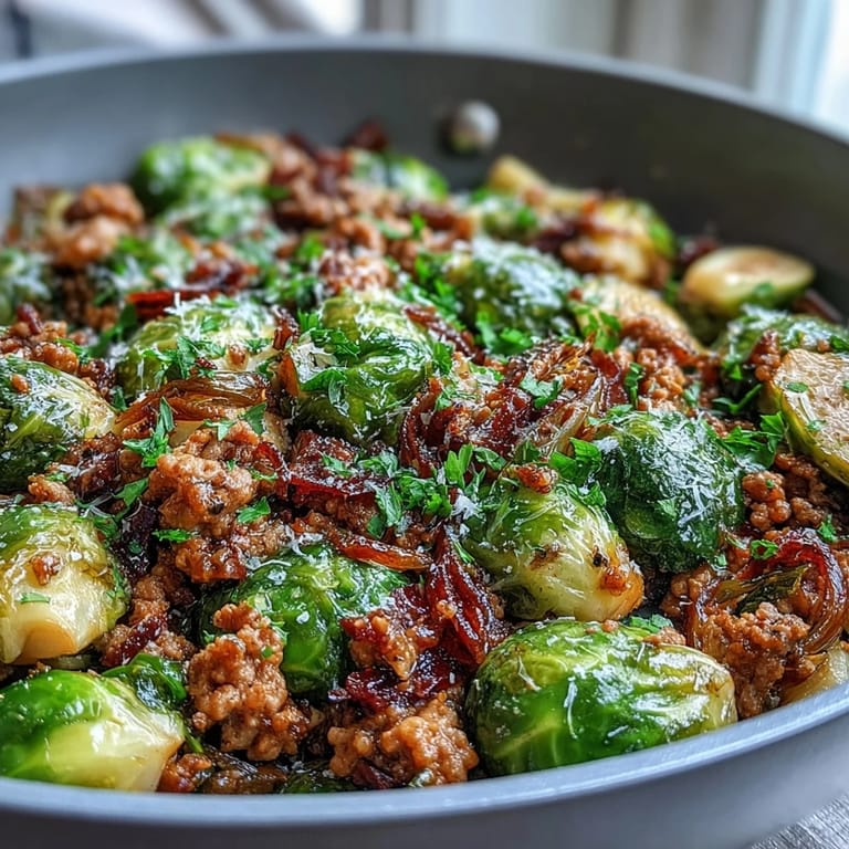 Crisp-edged Brussels sprouts and tender ground turkey come together in this easy, protein-packed skillet dinner.
