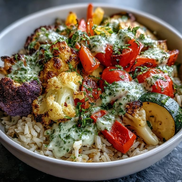 Vegan Rainbow Roasted Vegetable Bowl served in a rustic bowl with lemon wedges, showcasing multi-colored roasted veggies and grains.