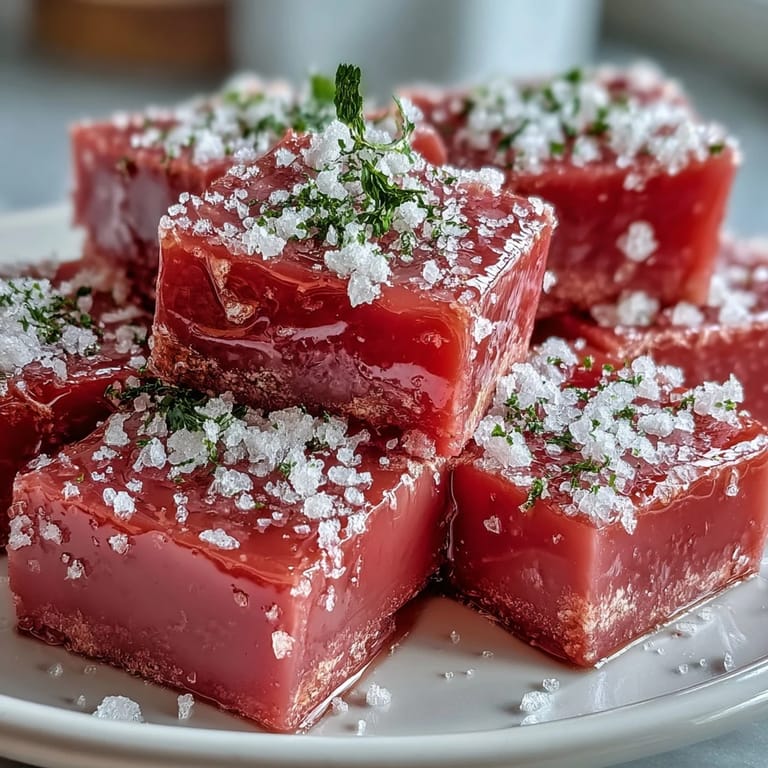 Homemade Guava Cheese arranged on a marble countertop, showcasing the jewel-toned, firm texture of this traditional Goan sweet treat.