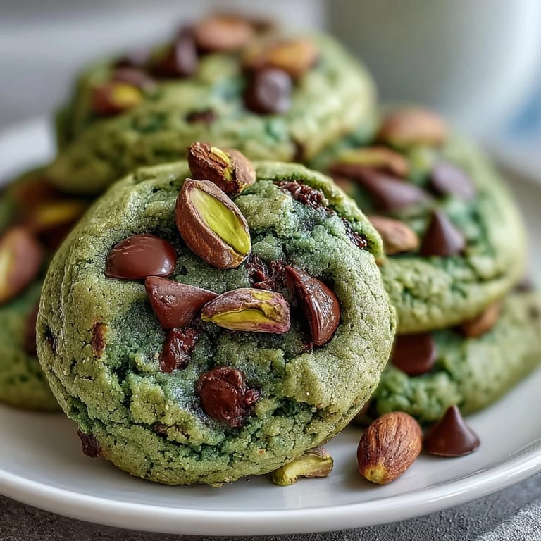 Festive green pistachio cookies with white chocolate chips, perfect for St. Patrick's Day celebrations and springtime gatherings.