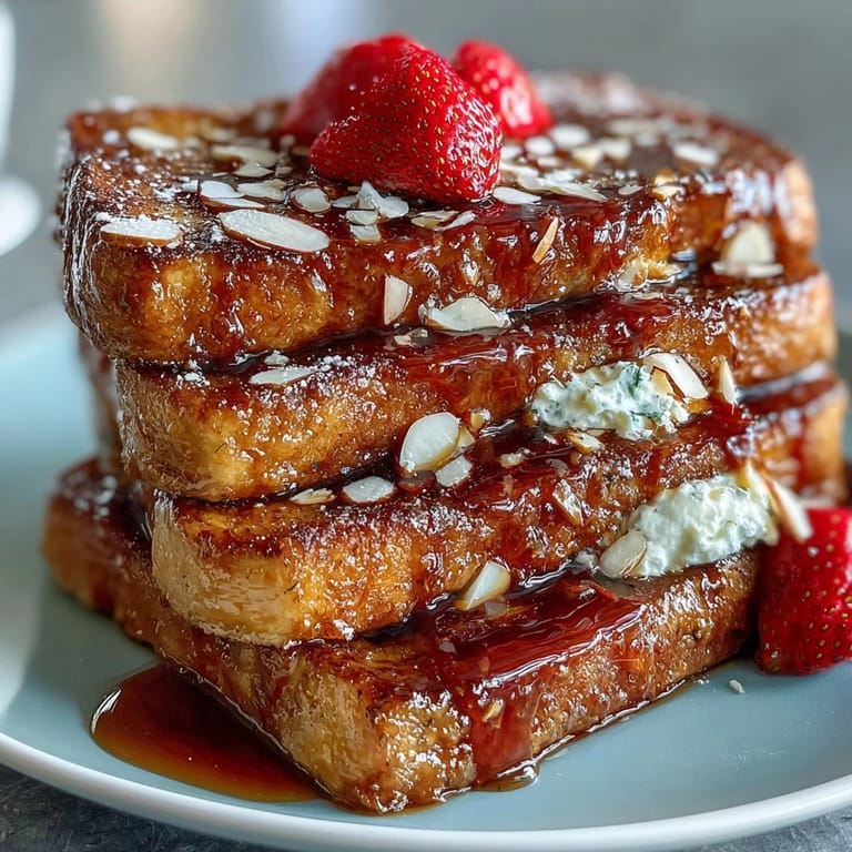 Strawberry French Toast Bake layered with brioche and fresh berries, drizzled with melted butter, baked until bubbly and irresistibly fragrant.
