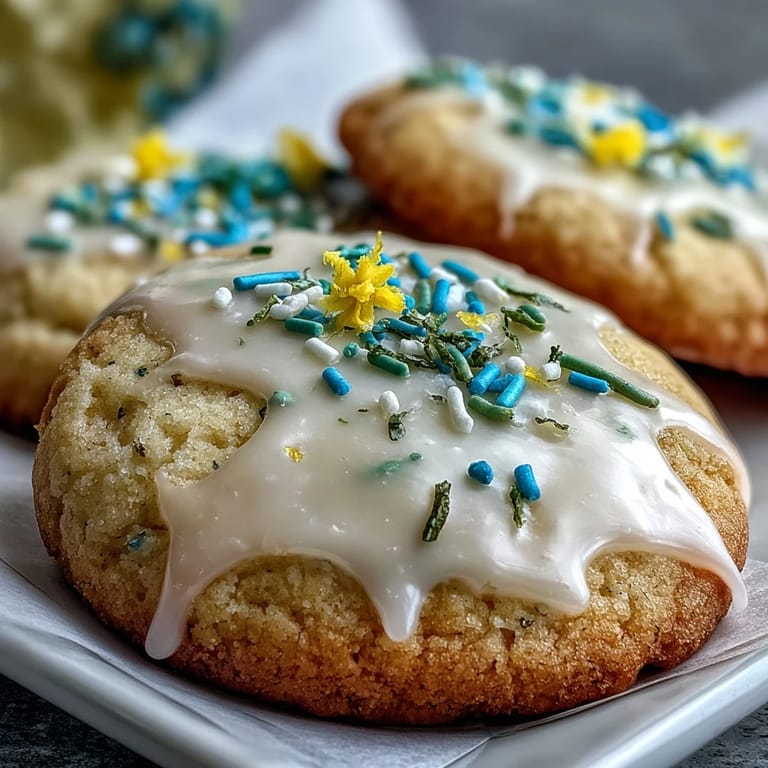 Tender lemon cookies topped with smooth pastel glaze, perfect for festive spring celebrations and afternoon tea.