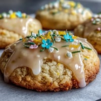 Vibrant lemon sugar cookies with pastel glaze, decorated with soft spring colors and delicate icing swirls.