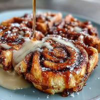 Fluffy waffles swirled with cinnamon sugar and topped with creamy vanilla cream cheese glaze, perfect for a cozy breakfast.  